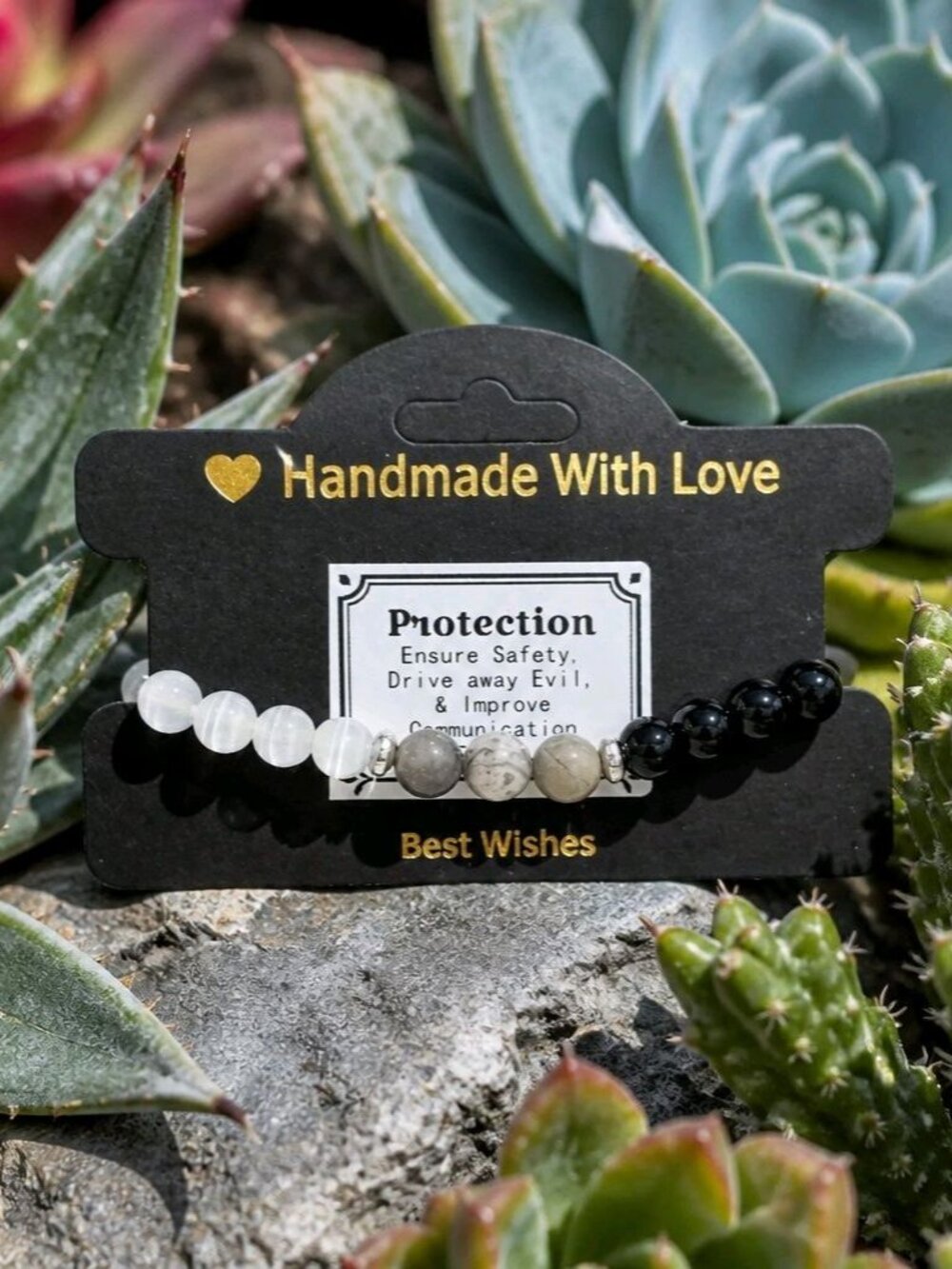 Protection & Grounding ✦ Bracelet ✦ Picasso Jasper Black Onyx Hematite Selenite